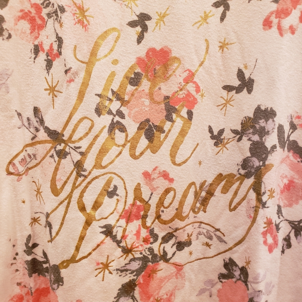 Long sleeve Mudd floral Girls Plus tunic  "Live your dreams" size 16 Inspiration